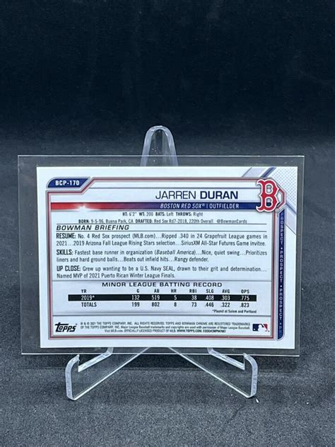 2021 Bowman Chrome Prospects Jarren Duran Orange Refractor 25 BCP 170