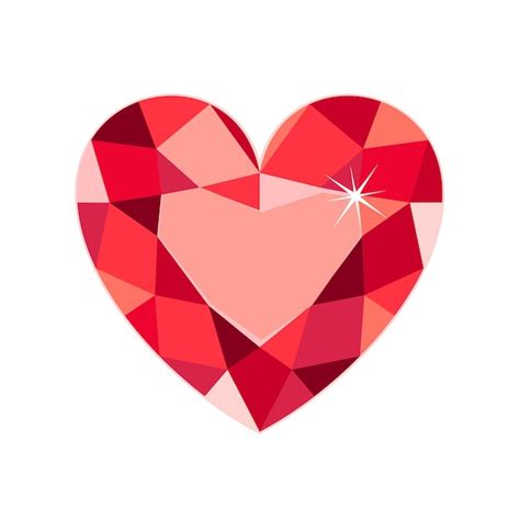 Premium Vector Red Heart Shaped Diamond Flat Icon