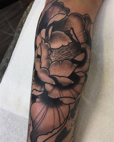 Black And Grey Peony By Haydn Higham Sleeve Tattoos Tattoos Tattoo