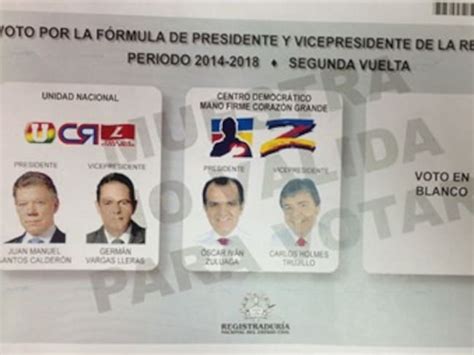 Conozca El Tarjetón Para La Segunda Vuelta De Las Elecciones 2014