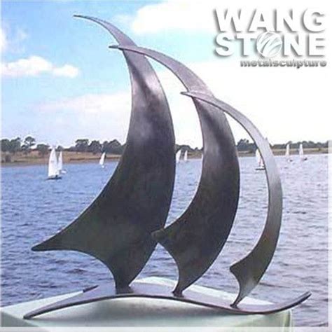 Modern Outdoor Stainless Steel Sailboat Sculpture Angel Sculpture