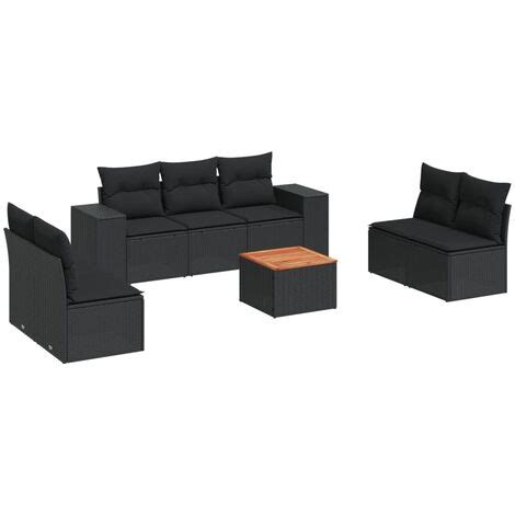 Set Divani Da Giardino Con Cuscini Pz Nero In Polyrattan Vidaxl