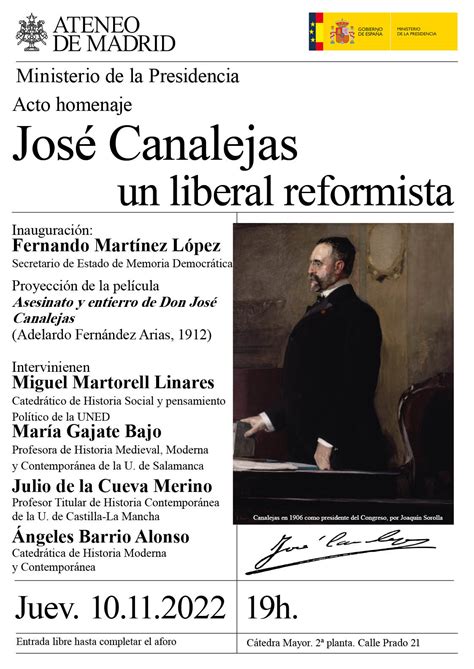 Acto homenaje a José Canalejas un liberal reformista Ateneo Madrid