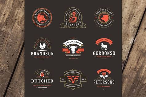 18肉类食品标志和徽章 18 Meat Food Logos And Badges 云瑞设计