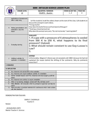 GAY LUSSAC S LAW LESSON PLAN DOCX Chemistry Science