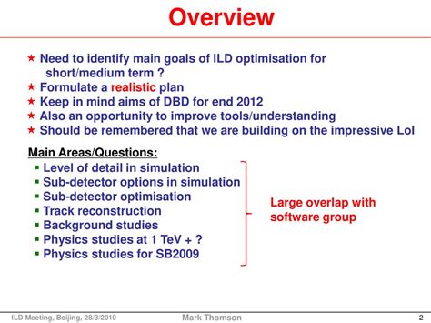 Ild Optimisation Towards 2012 University Of Cambridge Ppt Download