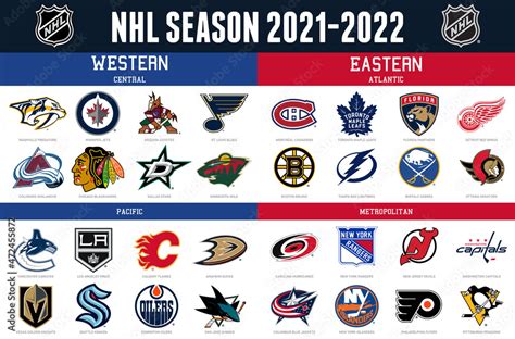 Vettoriale Stock Logo Of All 2021 2022 Season National Hockey League