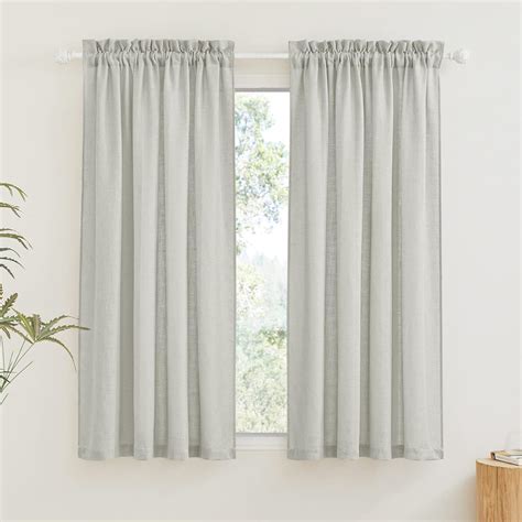 Ryb Home Semi Sheer Curtains Linen Texture Wave Fabric Privacy Sheer