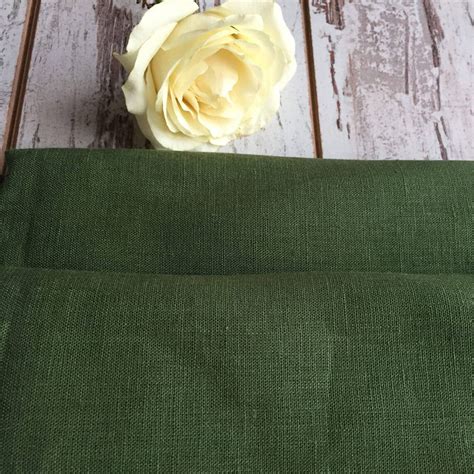 Green Linen Fabric 100 Linen Fabric Pure Linen Fabric Dark Etsy