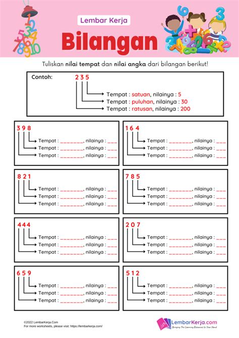 Nilai Tempat Dan Nilai Angka Lembarkerjacom