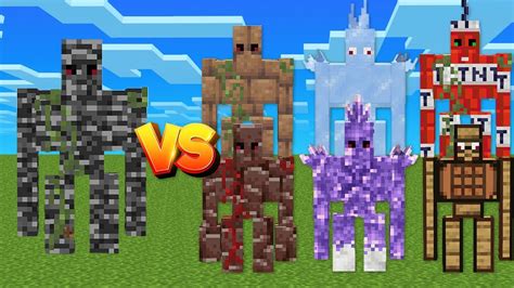 Bedrock Golem Boss Vs All New Golems In Minecraft Youtube