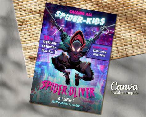 Printable Birthday Invitation Spider Verse Invite Spiderman