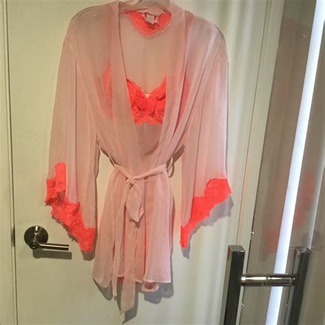Victoria S Secret Light Peach Lingerie Set Robe G Gem