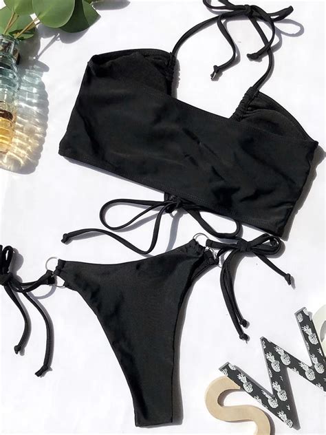 Sexy High Cut Leopard Bikini Women Swimwear Female Swimsuit Two Pieces Bikini Set Lace Up Bather