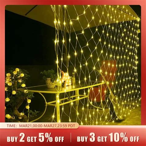 Led Net Mesh Fairy String Licht Garland Window Gordijn Christmas Fairy