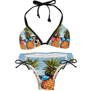 Suojapuku Bikini Da Donna Costume Da Bagno A Due Pezzi Spiaggia Mare Divertente Ananas Insiemi