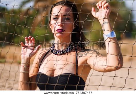 Portrait Sexy Brunette Tattoos Wearing Stylish Stock Photo 754307437 Shutterstock