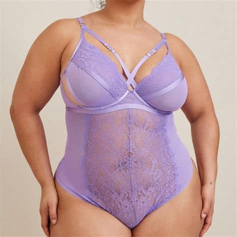 Torrid Intimates Sleepwear Torrid Lingerie Straps Lace Bodysuit Underwire Lilac Unlined