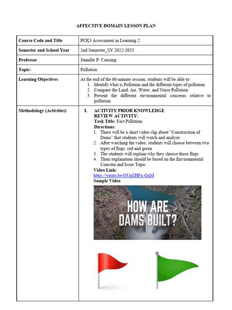 Affective Domain Lesson Plan Part 2 Repaired Pdf Understanding