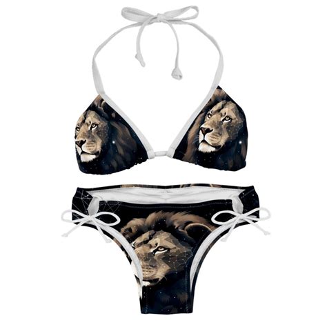 Leo Constellation One Piece Swimsuit Bikini Set Detachable Sponge Adjustable Strap Two Pack