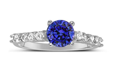 1 Carat Vintage Round Cut Blue Sapphire And Diamond Engagement Ring In