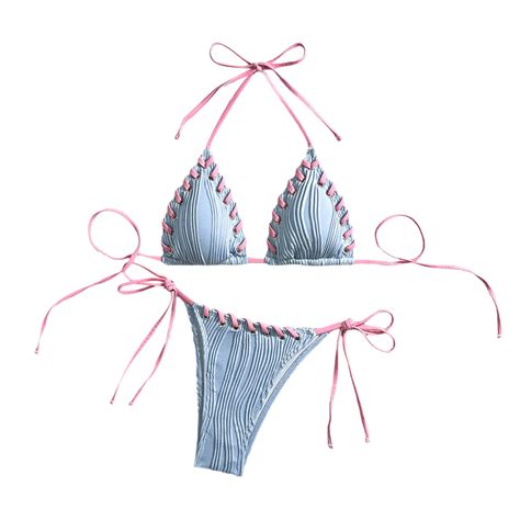 Valueadd Women Two Piece Bikini Swimsuit Color Block Bathing Suits String Bikini Sets Walmart