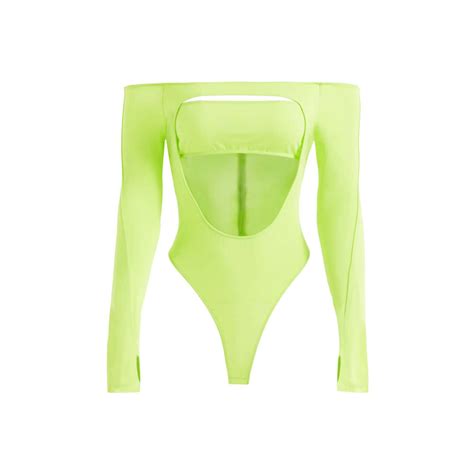 Mugler Handm Cut Out Bodysuit Acid Greenmugler Handm Cut Out Bodysuit Acid