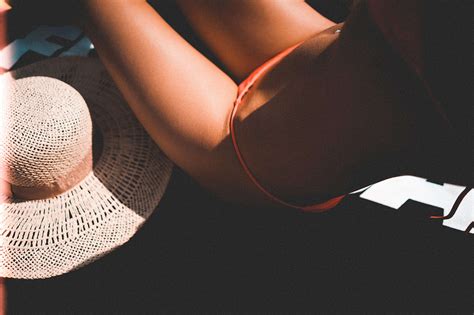 Woman In Orange Bikini On The Beach Free Stock Photo Picjumbo