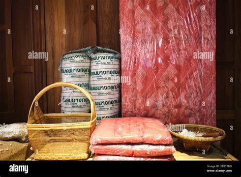 A Display Of Traditional Straw Mattress Stuffing Made By The Old