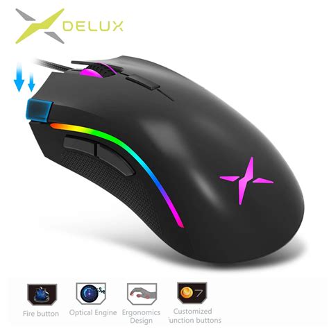 Delux M Pmw Sensor Gaming Mouse Dpi Fps Buttons Rgb