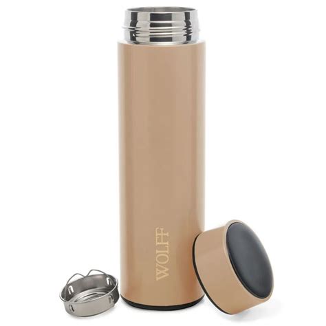 Garrafa T Rmica De A O Inox Term Metro Em Led Nude Ml Porto Decor