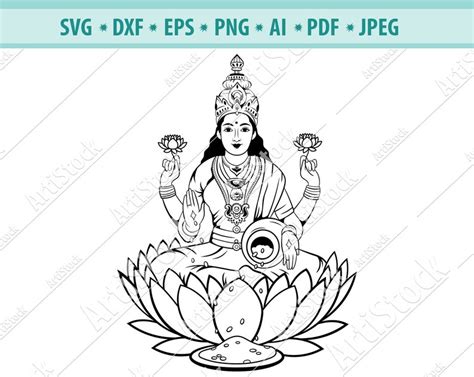 Goddess Lakshmi Svg God Lakshmi Svg Hindu goodness Svg | Etsy