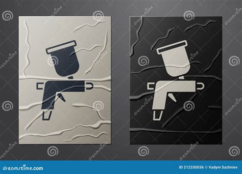 Icono De Pistola De Pintura Blanca Aislado Sobre Fondo De Papel