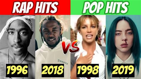 Most Popular Rap Vs Pop Songs Of Each Year Since 1990 Youtube Music