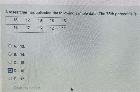 A Researcher Has Collected The Following Sample Data The 75th