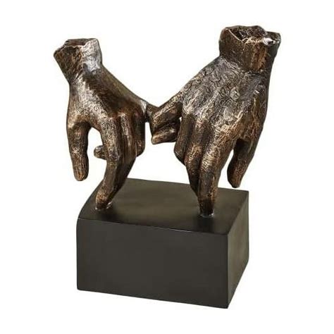 Lingering Hold Hands Table Sculpture Bronze Promise Statues Desk