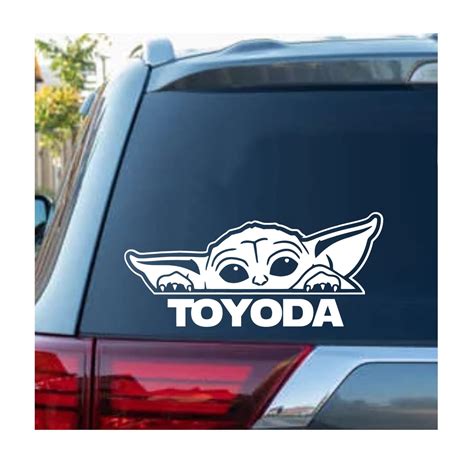 Toyoda Baby Yoda Peeking Window Decal Sticker Custom Made In The USA