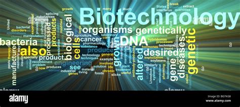 Word Cloud Concept Illustration Of Biotechnology Research Glowing Light