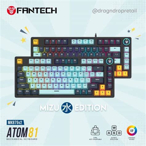 Fantech Atom Mk V Mechanical Rgb Gaming Keyboard Pin Hot Swappable Mizu Edition Keys