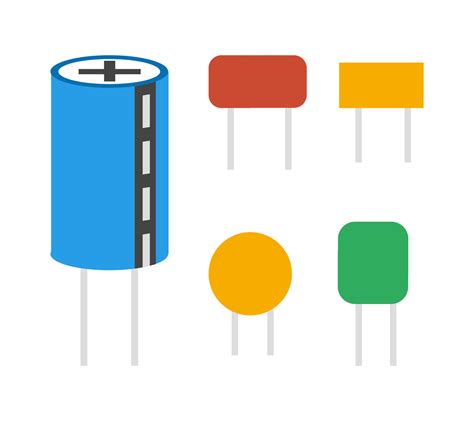 Set Of Colored Electrical Capacitor Components Vector Illustration On