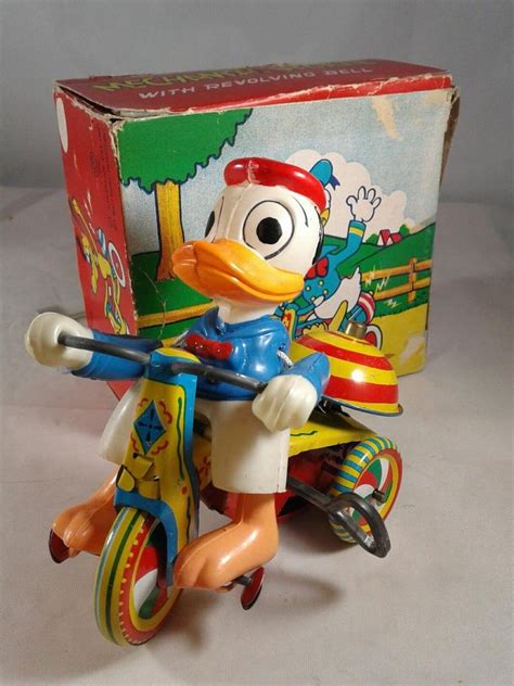 Donald Duck Mechanical Tricycle Japan Walt Disney S Tiny Toy Wind