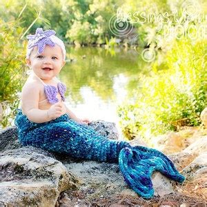 Set Of Crochet Patterns For Mermaid Tail Headband And Shell Bikini Top Photography Props