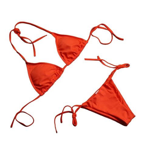 Swim Thong Bright Neon Orange Bikini Size Medium Nwt Poshmark