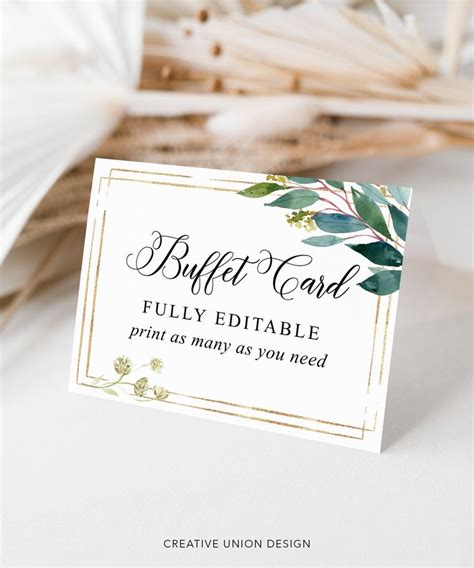 Buffet Food Signs Printable Food Labels Tented Cards Template