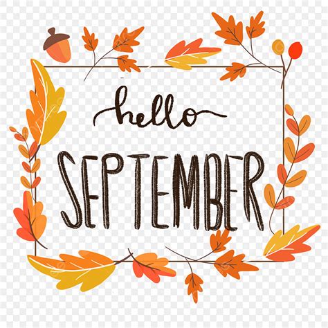 Hello September Clipart Vector, Letterig Hello September Decorated With ...