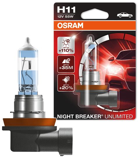 Галогеновая лампа Osram H11 Night Breaker Unlimited (+110%) - Блистер с ...