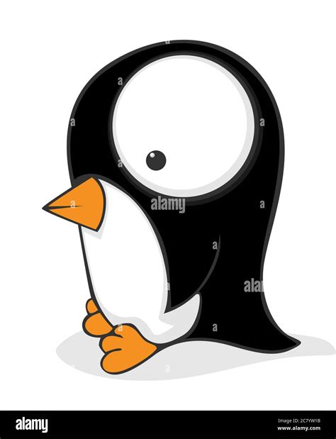 Cute and funny cartoon penguin with huge eyes Stock Photo - Alamy