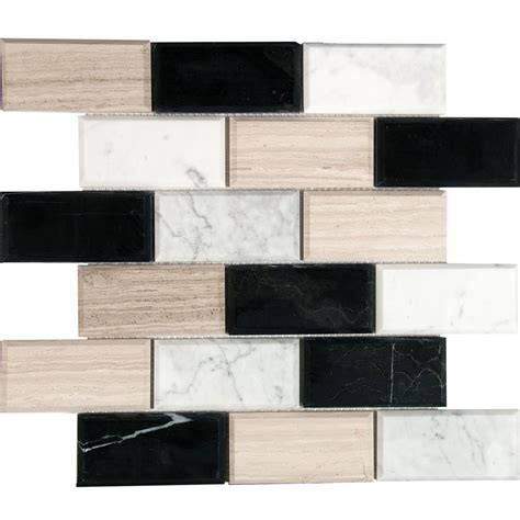 Interceramic Marble Mosaic Beveled Urban Blend