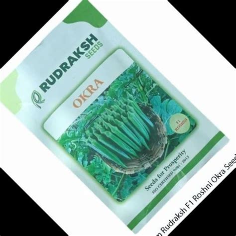 Hybrid White 50gm Rudraksh F1 Roshni Okra Seeds Packaging Type Packet