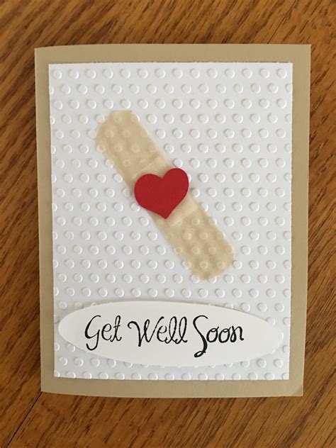 Get Well Soon Handmade Card With Band Aid Heart Die Cut Etsy